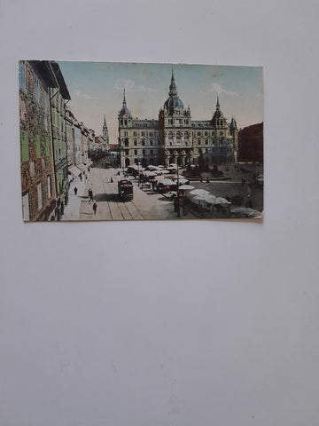 AK Graz. Hauptplatz mit Rathaus und Herrengasse. (1907)