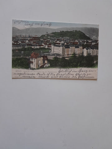 AK Graz. Blick auf den Schlossberg von der Roseggerwarte.