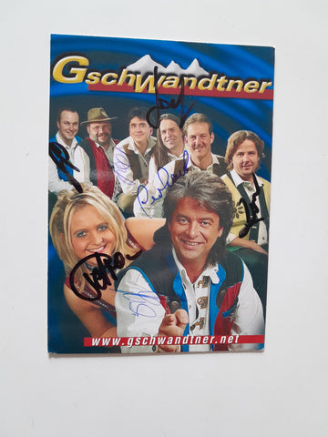 Autogrammkarte Gschwandtner. Die Power-Party Band. (Handsigniert)