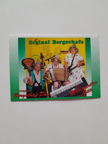 Autogrammkarte Original Bergschaf-Duo mit Mühlviertler Gitti. Pregarten.