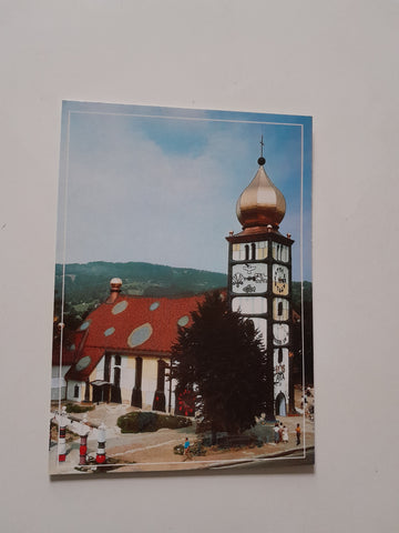 AK Bärnbach St. Barbara Kirche. Hundertwasser.