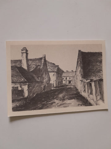 AK Die Eibiswalder Schloßgasse. (Zeichnung von Hans Wippel)