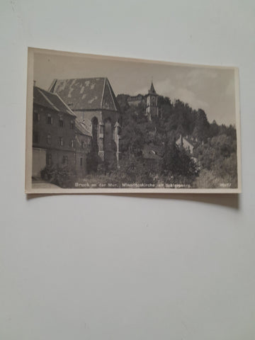 AK Bruck an der Mur Minoritenkirche mit Schlossberg.