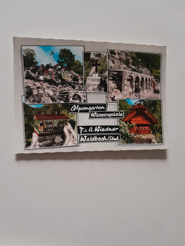 AK Waldbach. Alpengarten-Wasserspiele. Fritz u. Anna Wiedner.