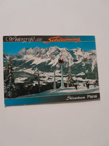 AK Wintergrüße aus Schladming. Skizentrum Planai.
