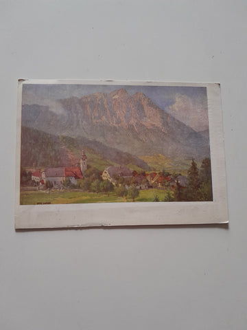AK Öblarn gegen den Grimming. (gemalt Otto Luhde)