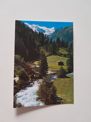 AK Gletscherbach. Im Stubaital Blick gegen Zuckerhütl.