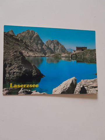 AK Laserzsee mit Karlsbader Hütte.