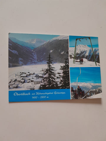 AK Obertilliach mit Höhenschigebiet Golzentipp.