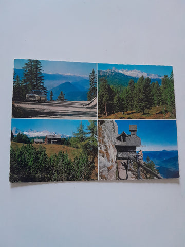 AK Stoderstraße, Glocknerblick, Dachsteinblick vom Roßfeld, Brünnerhütte gegen Dachstein. Stoderkircherl.