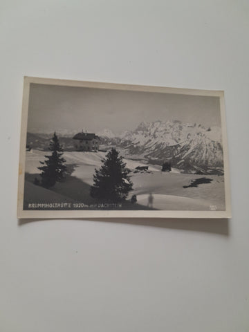 AK Krummholzhütte mit Dachstein. (1923)