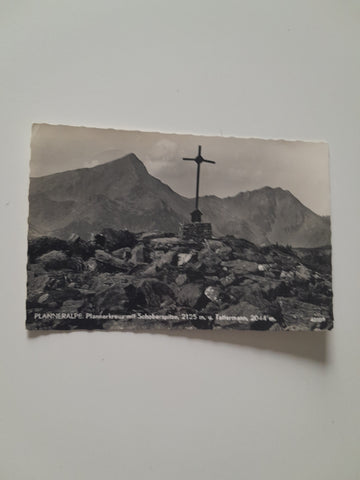 AK Planneralpe. Plannerkreuz mit Schoberspitze und Tattermann (1957)