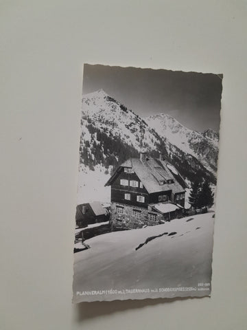 AK Planneralm, Tauernhaus mit Schoberspitze.