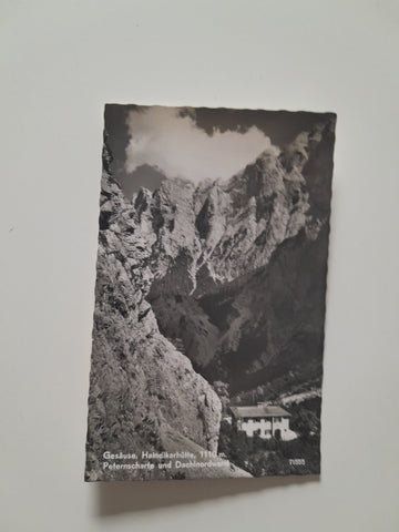 AK Gesäuse Handlkarhütte. Peternscharte und Dachlnordwand. (1962)