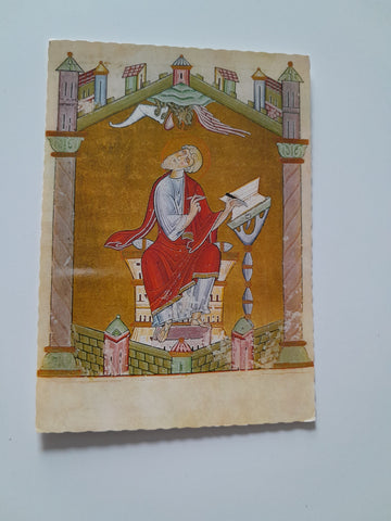 AK Stiftsbibliothek Admont. Evangelist Markus Miniatur aus dem Admonter Evangeliar.