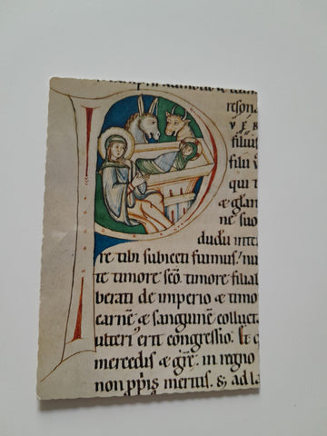 AK Stiftsbibliothek Admont. Initiale aus der Admonter Handschrift 58. Darstellung der Geburt Christi.