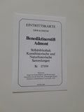 Eintrittskarte Benedktinerstift Admont. Engel mit Getreideähren und Weintrauben. Ausschnitt aus der Kasel des Schutzengel-Ornats. Stickerei.