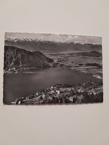 AK Annenheim am Ossiachersee mit St. Andrä, Burgruine Landskron und Karawanken.