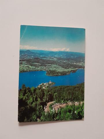 AK Blick vom Pyramidenkogel auf Maria Wörth.