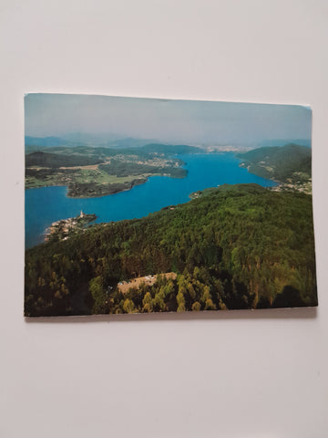 AK Pyramidenkogel: Blick über den Wörthersee, Maria Wörth und Klagenfurt.