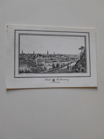AK Stadt Radkersburg nach einem Stahlstich von 1830.