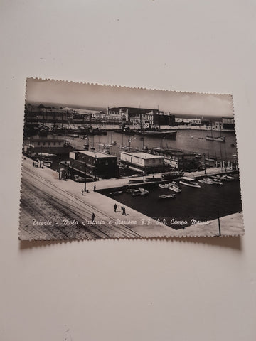 AK Trieste - Molo Sartorio e Stazione F.F. S.S. Campo Marzio.