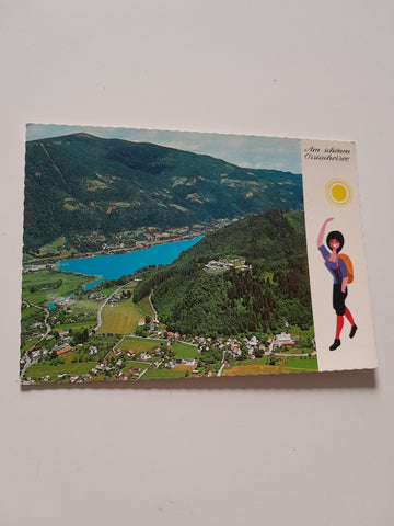 AK Am schönen Ossiachersee. St. Andrä mit Burgruine Landskron Annenheim und Gerlitzen.