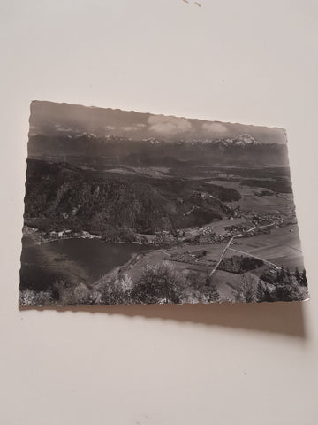 AK Blick von der Kanzel auf den Ossiachersee St. Andrä mit Ruine Landskron und Karawanken.