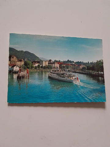 AK Bregenz am Bodensee. Hafen mit Austria.