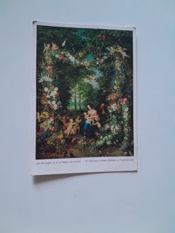 AK Jan Bruegel d. Ä. u. Pieter van Avont: Hl. Familie in einem Blumen- u. Früchtekranz.