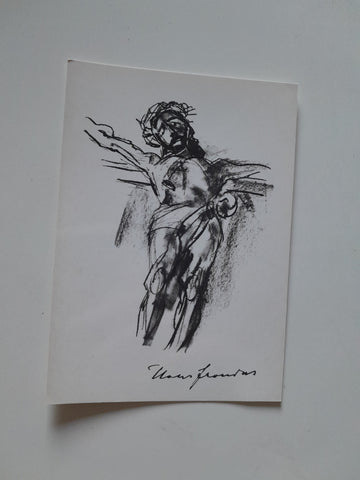AK Gotischer Christus Kreidezeichnung 1978 Hans Fronius.