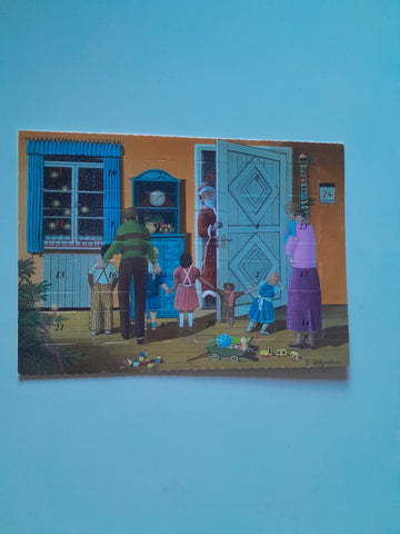 Billett - Adventkalender SOS-Kinderdorf. Heiliger Abend Zeichnung von Gisela Brügmann, Fensterbilder von Helga Genser.