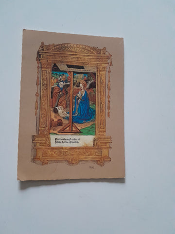 AK Krippendarstellung (Glückwunschkarte) Geburt Christi Französisches Stundenbuch.