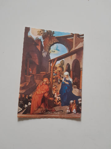 AK Krippendarstellung. (Glückwunschkarte) Die Geburt Mittelteil des Paumgartner-Altars von Albrecht Dürer.