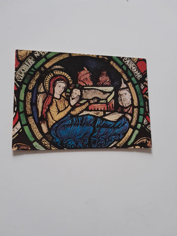 AK Geburt Christi. Köln St. Kunibert. Ausschnitt aus dem Wurzel Jesse-Fenster im Chor.