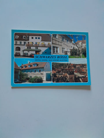 AK Krems an der Donau. Schwarzes Rössl. Hotel Garni. Ch. Karpischek. Langenloiserstraße 7.
