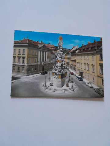 AK Baden bei Wien. Hauptplatz, Dreifaltigkeitssäule.