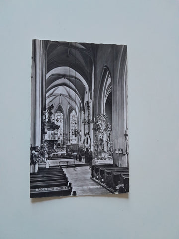 AK Baden bei Wien. Inneres der Pfarrkirche. (1963)
