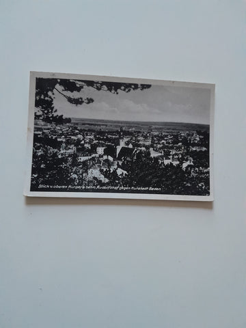 AK Blick v. oberen Kurpark beim Rudolfshof gegen Kurstadt Baden.