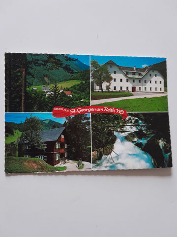 AK St. Georgen am Reith.  Blindenheim, Blinden-Erholungsheim. Reitbach-Wasserfall.