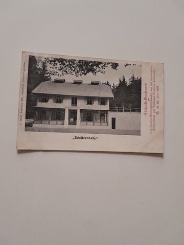 AK Schützenhalle. (1905) Gedenk-Schiessen des n.-ö. Landes-Schützenverbandes auf der neuerbauten Schiesstätte des Schützen-Vereines Amstetten. 22. bis 29. Juni 1905.
