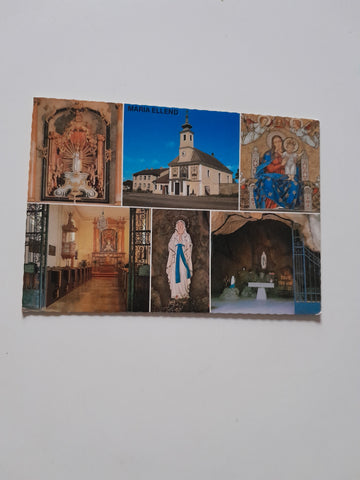AK Maria Ellend. Wallfahrtskirche und Lourdesgrotte.