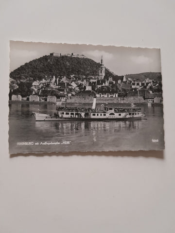 AK Hainburg mit Ausflugsdampfer Hebe.
