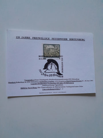 Karte 120 Jahre Freiwillige Feuerwehr Hirtenberg.