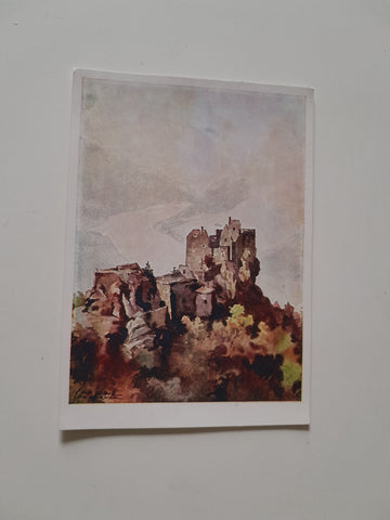 AK Ruine Aggstein. Künstlerkarte nach einem Original von Franz Schwetz.