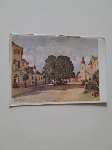AK Gars am Kamp. Hauptplatz. Nach einem Aquarell von Hans Götzinger.