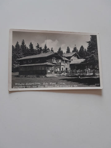 AK Wilhelm Eichert Hütte Hohe Wand. Bew. Hans Wagner. (1935)