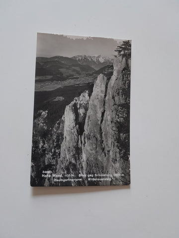 AK Hohe Wand. Blick gegen Schneeberg. Baumgartnerturm. Wildenauersteig. (1939)