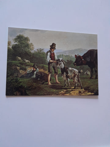 AK Scheuchenstein - Miesenbach. Gauermann-Museum. Landschaft mit Hirt, Detail.