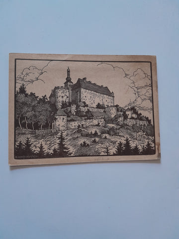 AK Schloss Krumbach. (orig. Holzschnitt v. Hubert Woyty-Wimmer, 1925)